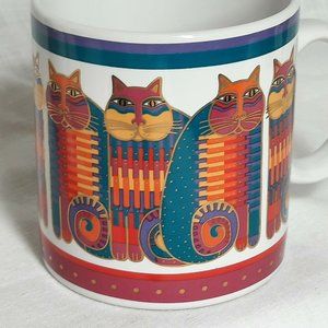 Laurel Burch 1988 Rainbow Cat Cousins Mug Made in Japan 14 oz Kitty Gold Inlay